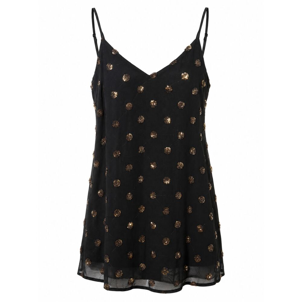 Jack by BB Dakota Black Sequin Polka Dot Cami Dress XS